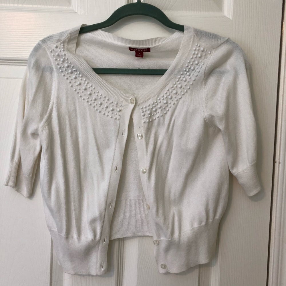 White cardigan